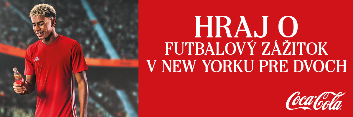 Futbalista s nápojom, text: Hraj o futbalový zážitok v New Yorku pre dvoch.