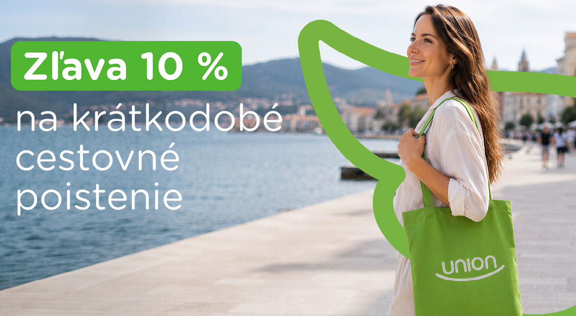 Žena s taškou na ramene, s 10% zľavou na krátkodobé cestovné poistenie.