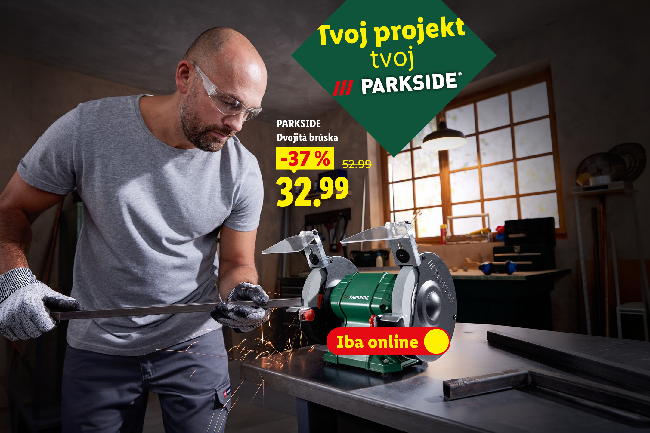 Tvoj projekt. Tvoj parkside kampaň. Vrátane brúsky so zľavou 37% za 32,99 eur. Iba online.