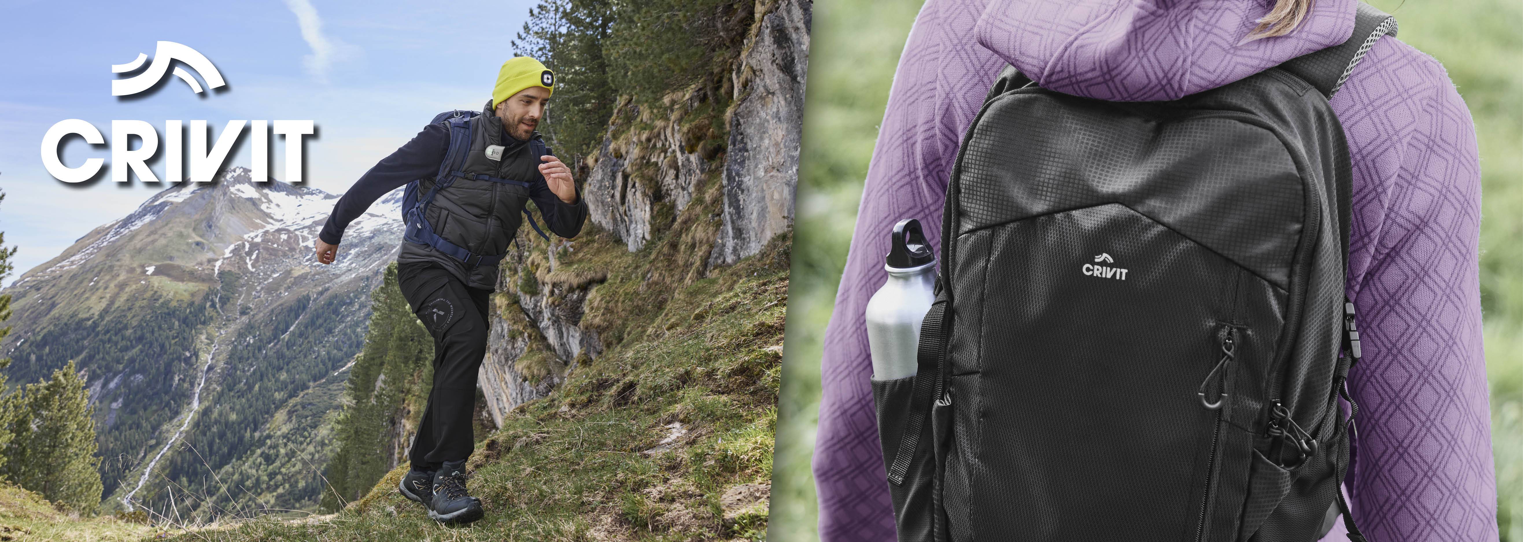 Crivit batoh a oblečenie na turistiku.