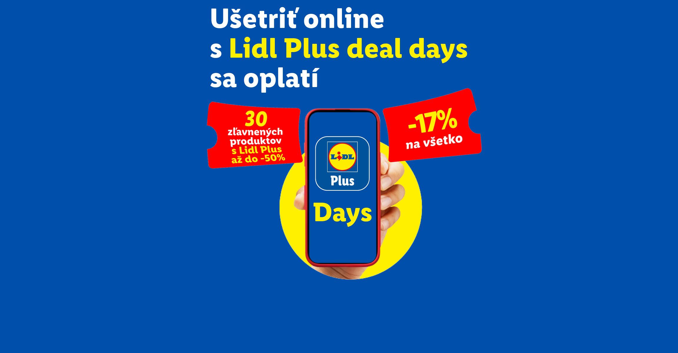 Ušetriť online s Lidl Plus deal days sa oplatí: 30 zľavnených produktov s Lidl Plus až do -50 % a zľava -17 % na všetko.