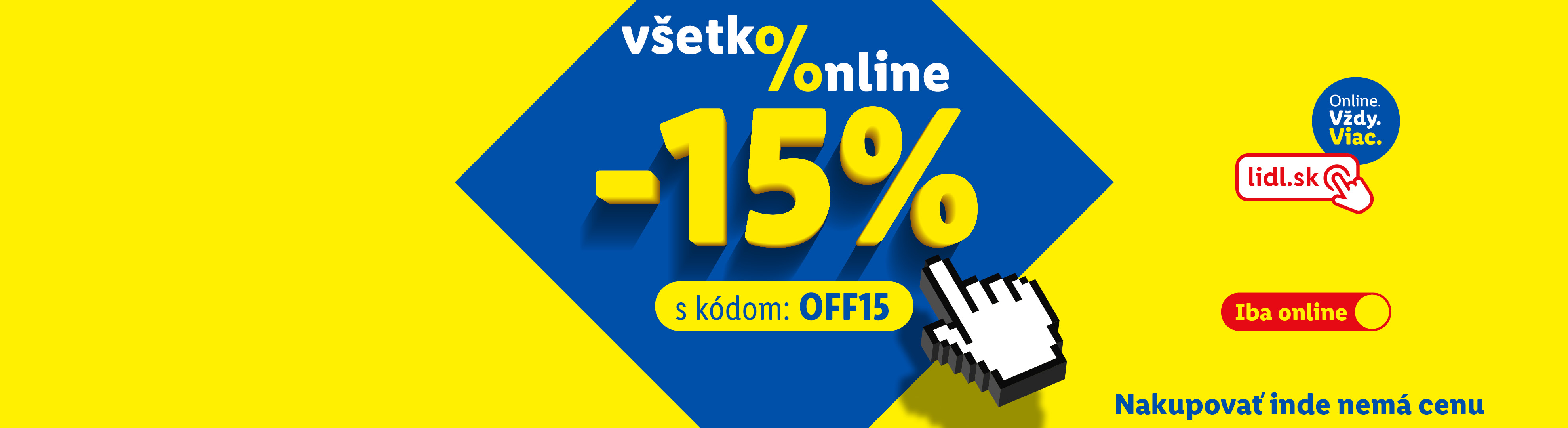 Zľava 15% na všetko v online shope s kódom OFF15.