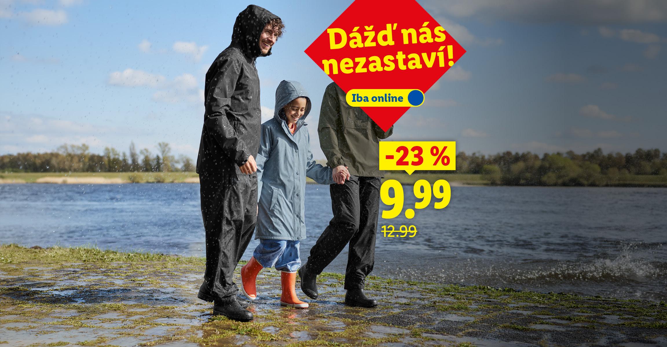 Dážď nás nezastaví!: CRIVIT® Dámska / Pánska nepremokavá bunda za 9,99 € (-23 %, pôvodne 12,99 €). Iba online.