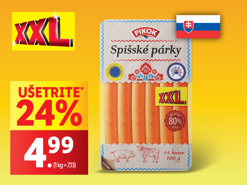 XXL Spišské párky od Pikok v akcii s 24% zľavou.