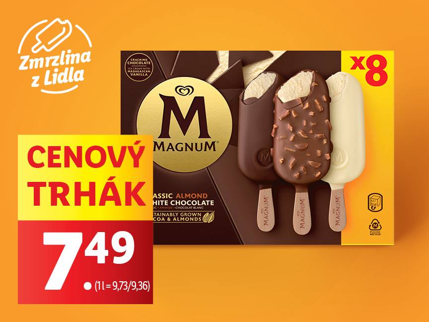 Osem Magnum zmrzlín v Lidli za 7,49 €.