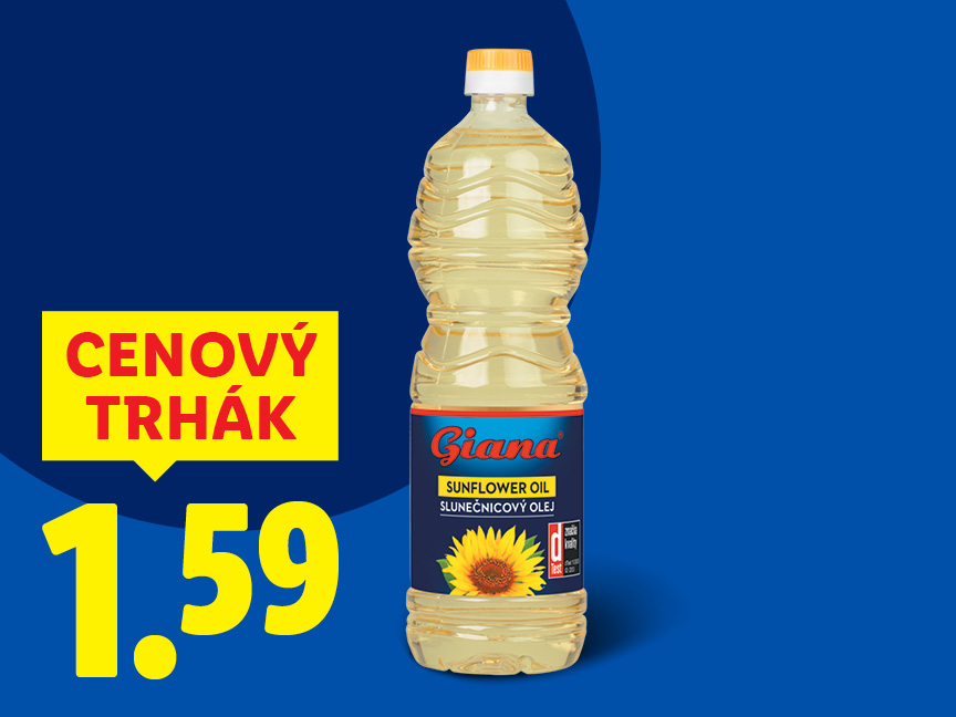 Cena slnečnicového oleja Giana je 1,59 €.