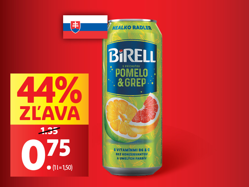 Špeciálna ponuka na nápoj Birell Pomelo & Grep s 44% zľavou.