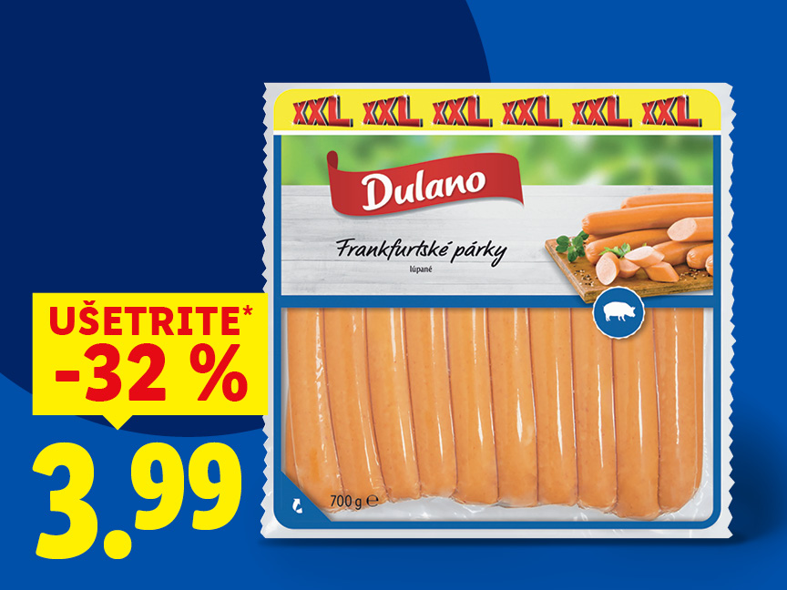 Akciový balík párkov Dulano (700g) so zľavou 32%.