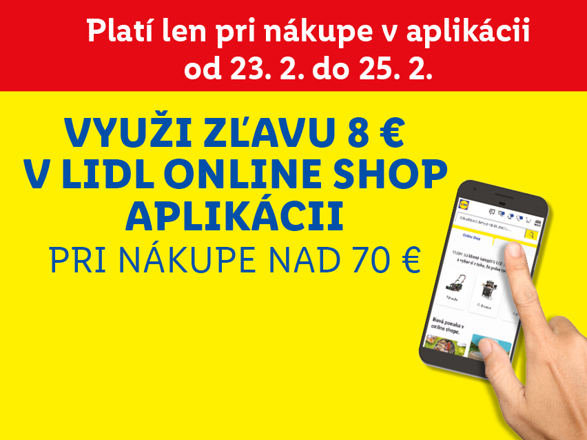 Zľava 8 € len v Lidl online shop aplikácii