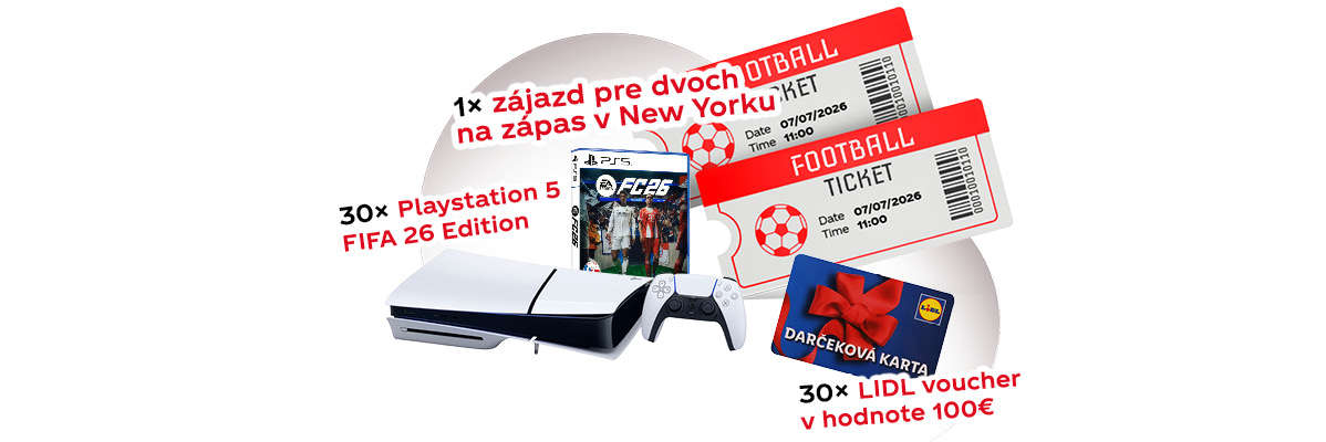 Súťaž o zájazd do New Yorku, herné konzoly s futbalovou hrou a poukážky do obchodu.