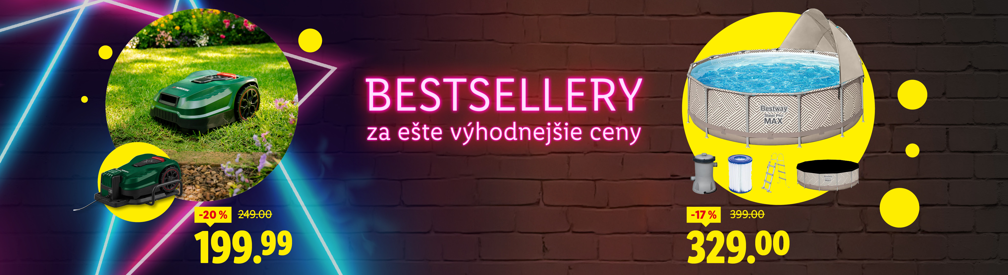 Bestsellery robotických kosačiek a bazénov Bestway za výhodné ceny.