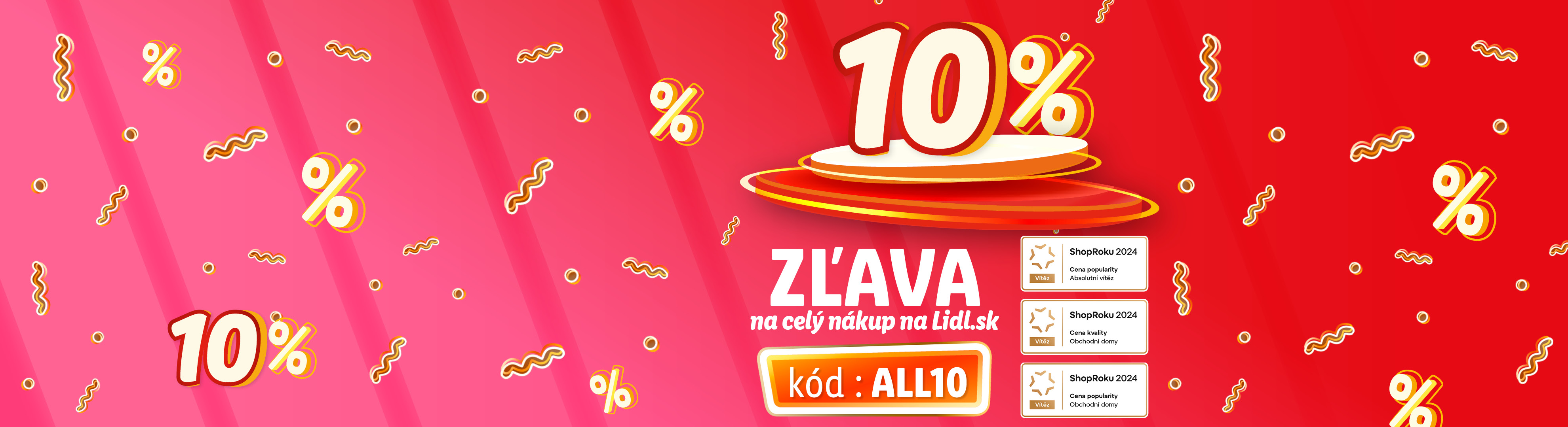 10% zľava na celý nákup na Lidl.sk s kódom ALL10.