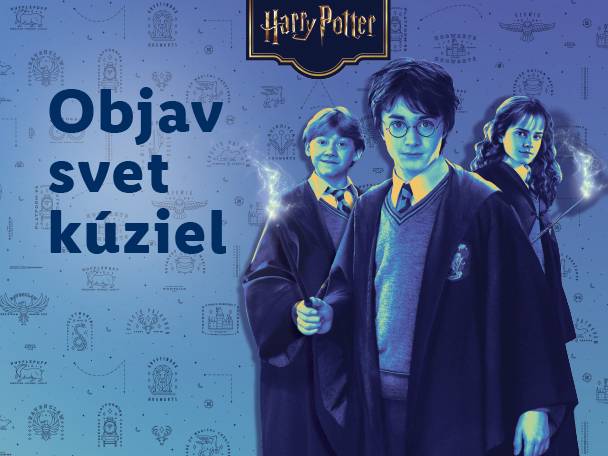 Harry Potter: Objav svet kúziel - plagát s Harrym, Hermionou a Ronnom.
