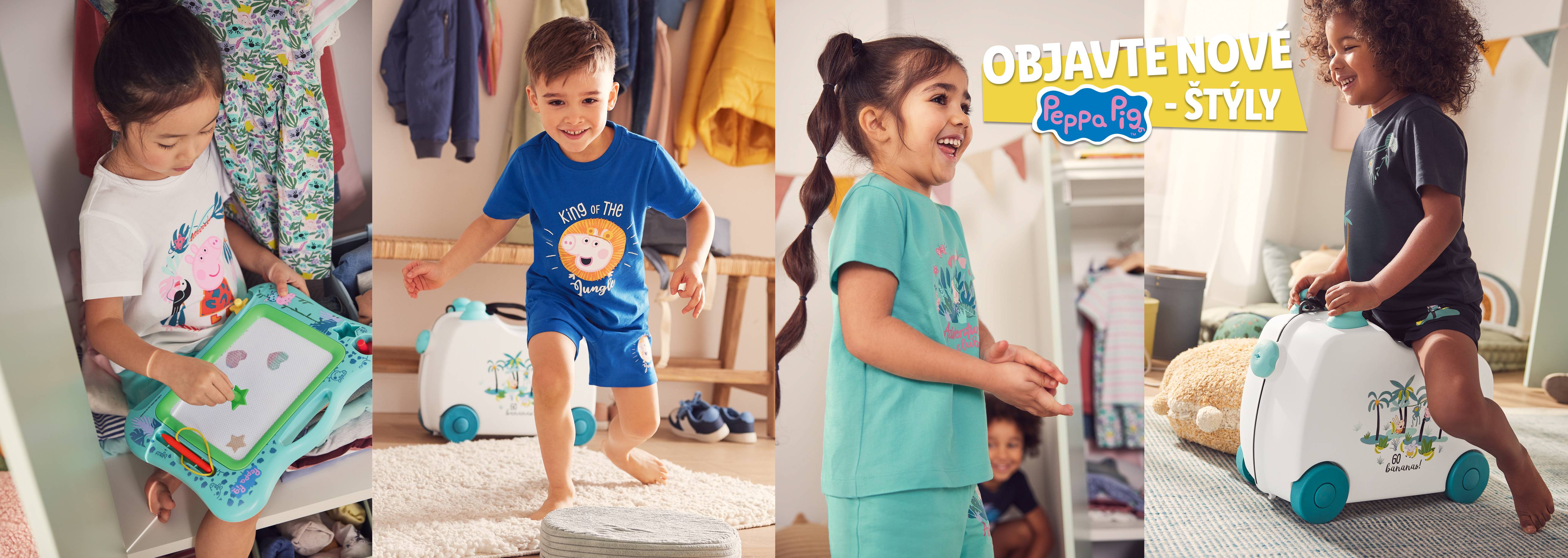 Peppa Pig oblečenie a detské kufríky.