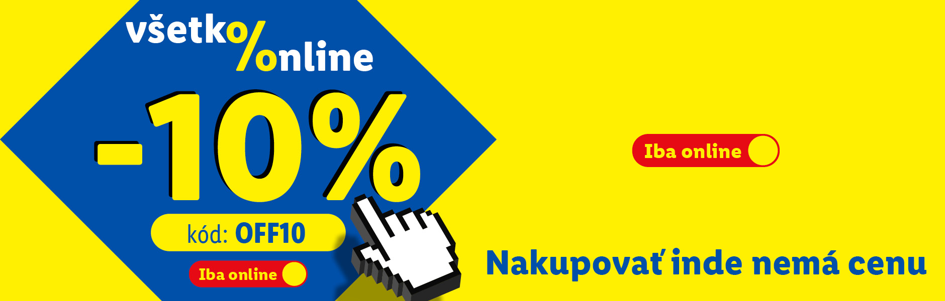 Zľava 10% na všetko s kódom OFF10, dostupné iba online na lidl.sk. 