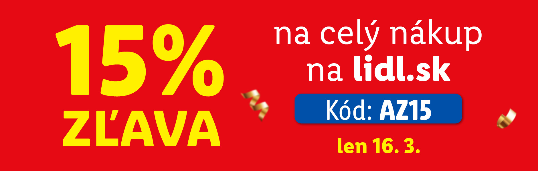 Zľava 15 % na celý nákup s kódom AZ15