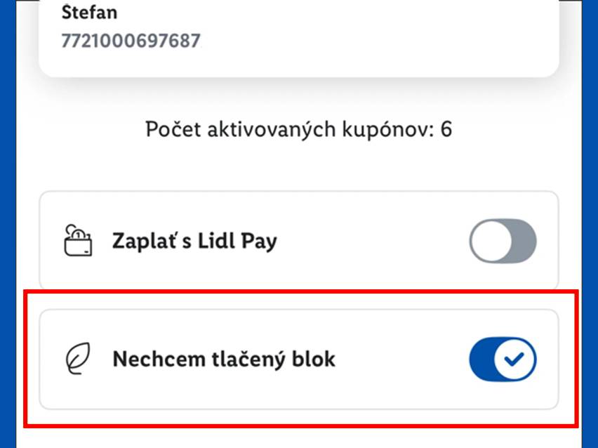 Mobilná aplikácia s možnosťou platby a vypnutia tlačenej účtenky.