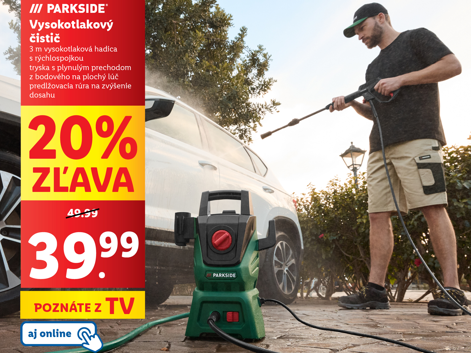 Parkside vysokotlakový čistič v akcii za 39,99€ s 20% zľavou.