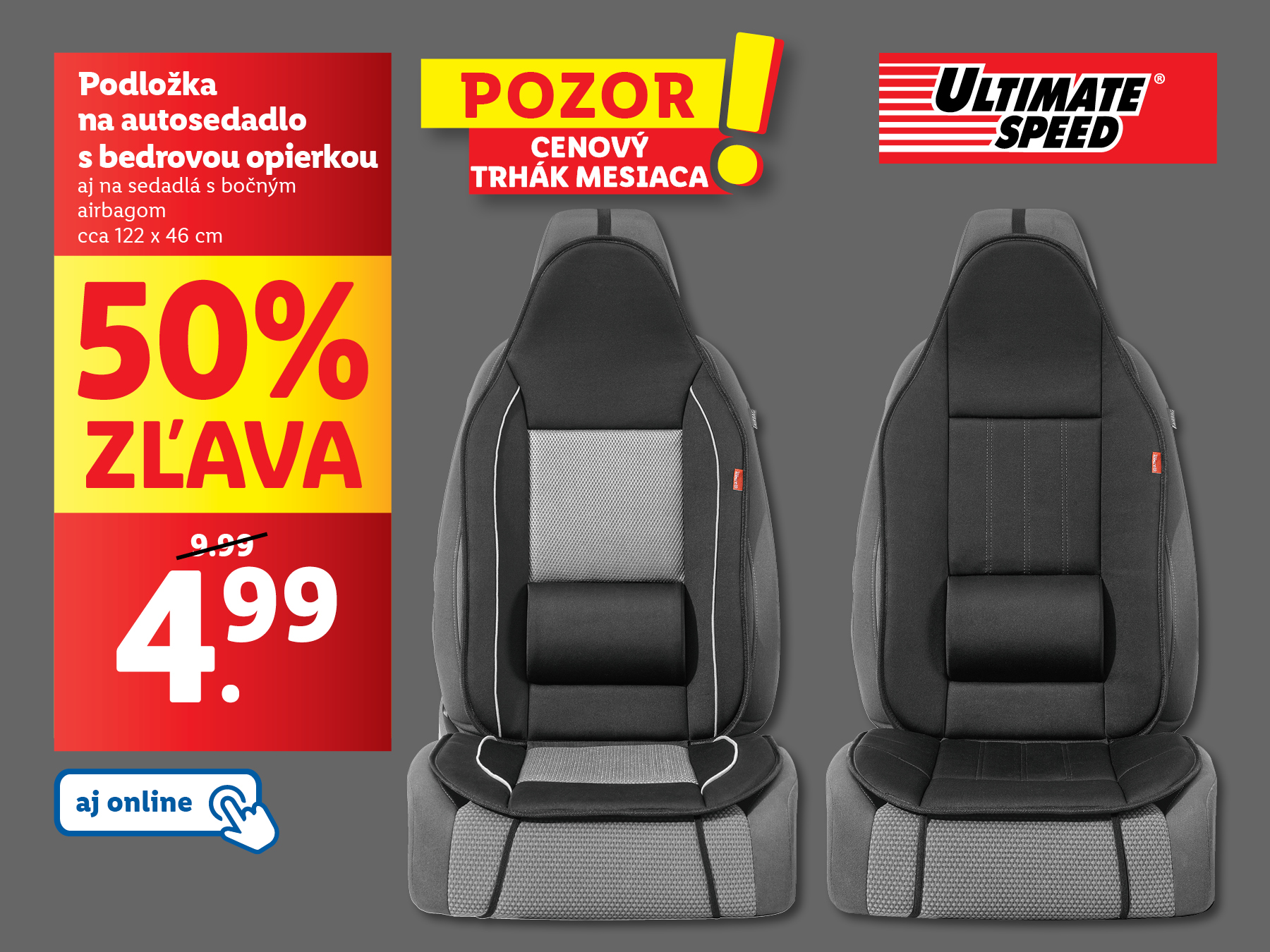 Autosedačkové podložky Ultimate Speed s bedrovou opierkou so zľavou 50%.
