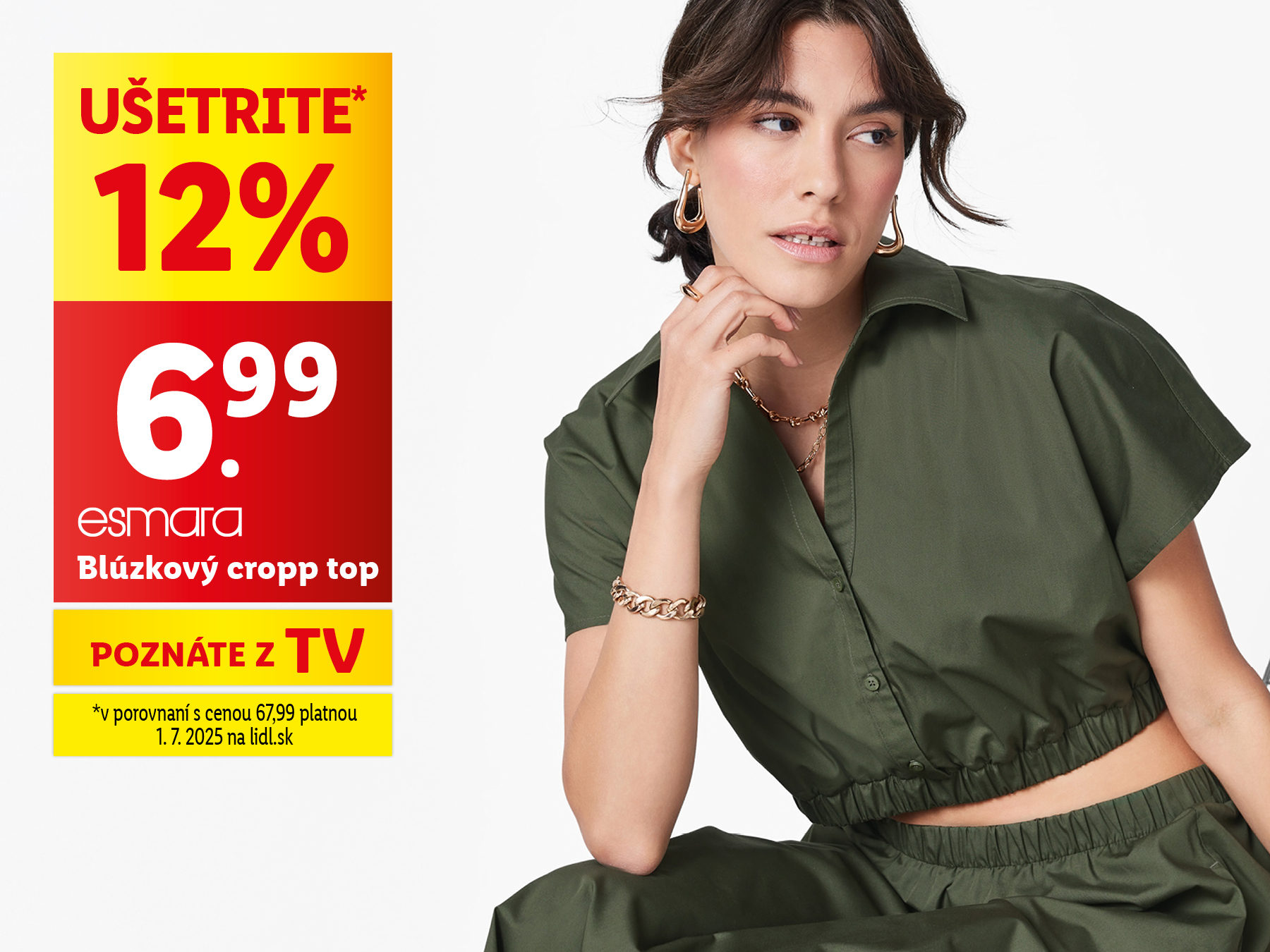 Dámsky zelený blúzkový crop top esmara s 12% zľavou.
